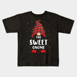 Sweet Gnome Red Buffalo Plaid Christmas Pajama Matching Family Kids T-Shirt